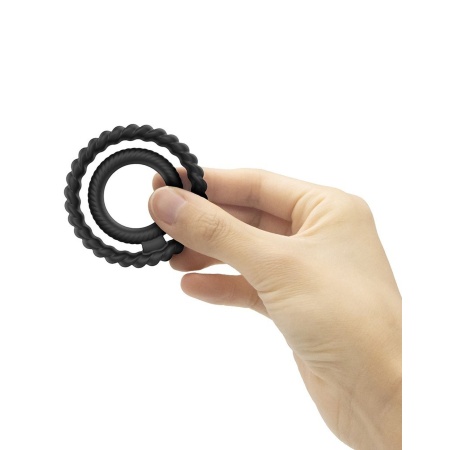 Dual Ring — podwójny, elastyczny pierścień silikonowy na penisa i jądra, Ø 4,35 cm / Ø 2,5 cm - 5