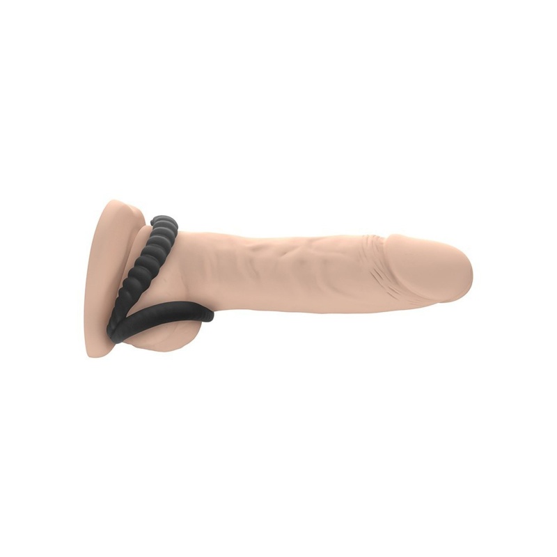 Dual Ring — podwójny, elastyczny pierścień silikonowy na penisa i jądra, Ø 4,35 cm / Ø 2,5 cm - 7