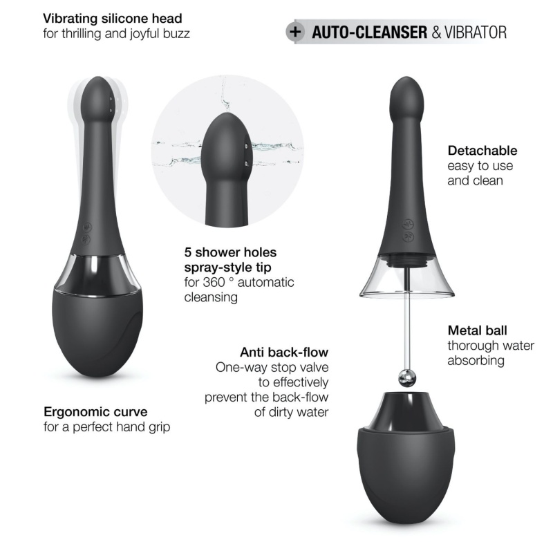 Irygator analny z wibracją DOUCHE MATE PRO — 5 dysz 360°, 7 trybów wibracji, 24,7 cm - 11