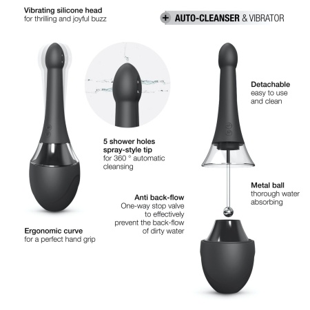 Irygator analny z wibracją DOUCHE MATE PRO — 5 dysz 360°, 7 trybów wibracji, 24,7 cm - 11