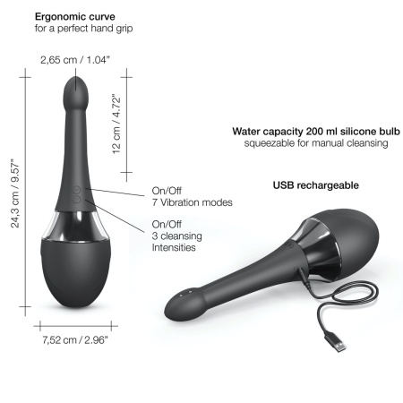 Irygator analny z wibracją DOUCHE MATE PRO — 5 dysz 360°, 7 trybów wibracji, 24,7 cm - 12