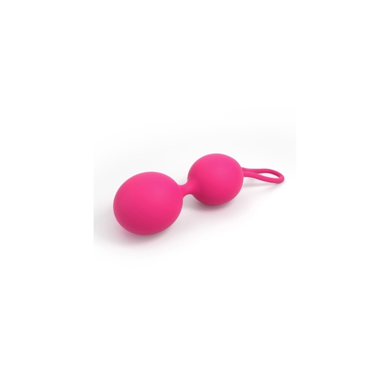 Kulki gejszy DUAL BALLS MAGENTA - podwójne kulki silikonowe z pętlą do usuwania, długość 15,6 cm - 3