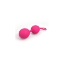 Kulki gejszy DUAL BALLS MAGENTA - podwójne kulki silikonowe z pętlą do usuwania, długość 15,6 cm - 3