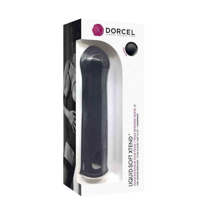 Nakładka na penisa LIQUID-SOFT XTEND - silikonowa przedłużka z pierścieniem na jądra, 17 cm (Ø 4,4 cm), wydłużenie +3,8 cm - 3