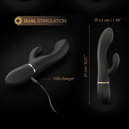 Wibrator królik Glam Rabbit — elastyczny silikon medyczny, 2 silniki, 21,8 cm - 6