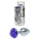 Korek analny ROSE Purple - stal nierdzewna, anatomiczny kształt, 7 cm - 1