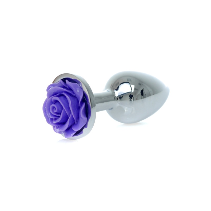 Korek analny ROSE Purple - stal nierdzewna, anatomiczny kształt, 7 cm - 3