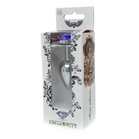 Korek analny ROSE Purple - stal nierdzewna, anatomiczny kształt, 7 cm - 7