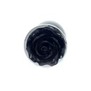 Korek analny Silver ROSE Black - stal nierdzewna, róża u podstawy, długość 7 cm - 2