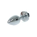 Korek analny Silver ROSE Black - stal nierdzewna, róża u podstawy, długość 7 cm - 5