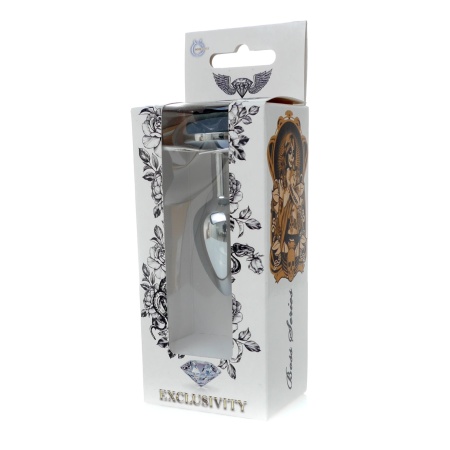 Korek analny Silver ROSE Black - stal nierdzewna, róża u podstawy, długość 7 cm - 7