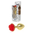 Biżuteria analna Plug Rose Red - anatomiczny korek ze stali nierdzewnej, 7 cm x 2,7 cm - 1