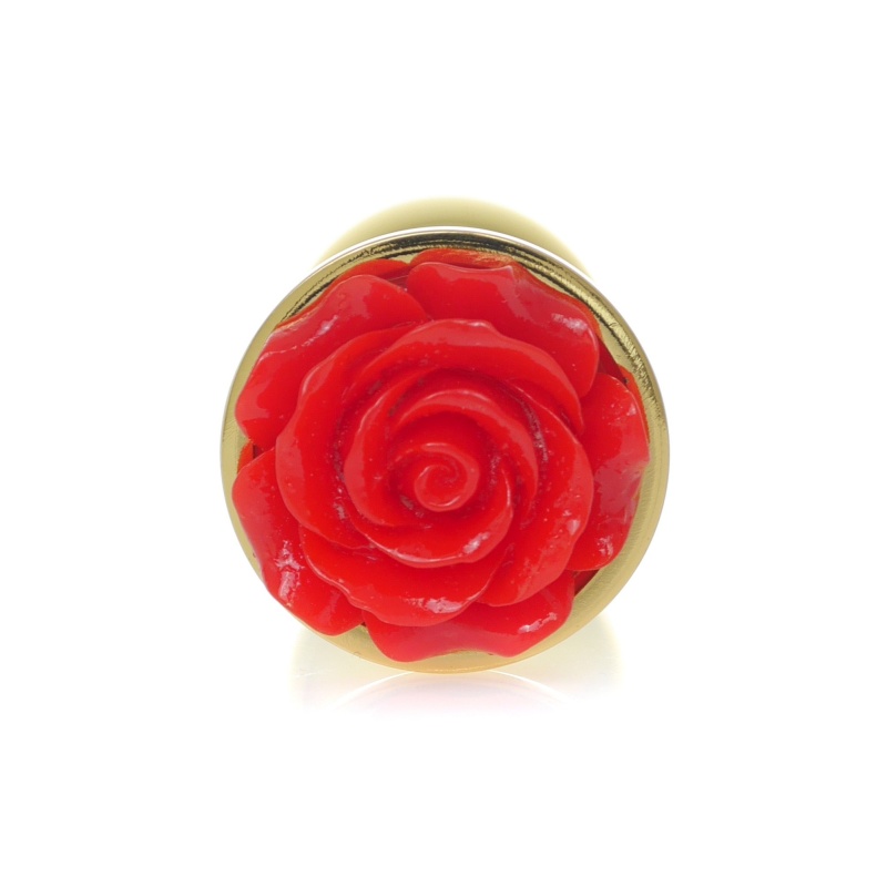 Biżuteria analna Plug Rose Red - anatomiczny korek ze stali nierdzewnej, 7 cm x 2,7 cm - 2
