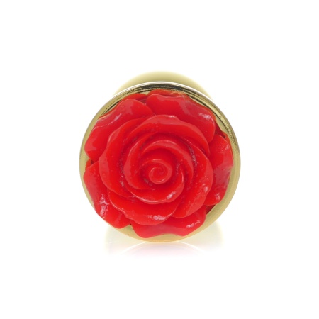 Biżuteria analna Plug Rose Red - anatomiczny korek ze stali nierdzewnej, 7 cm x 2,7 cm - 2