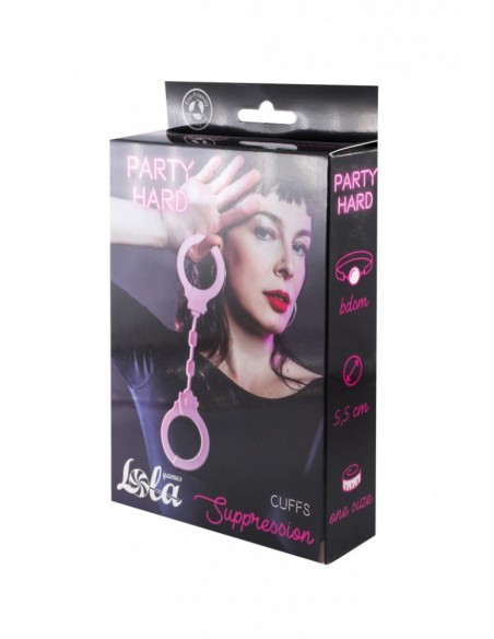 Kajdanki-Silicone Handcuffs Party Hard Suppression Pink - Kajdanki erotyczne - 3
