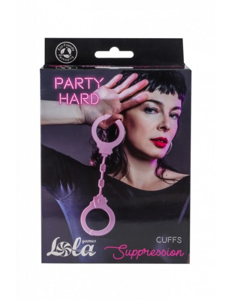 Kajdanki-Silicone Handcuffs Party Hard Suppression Pink - Kajdanki erotyczne - 4