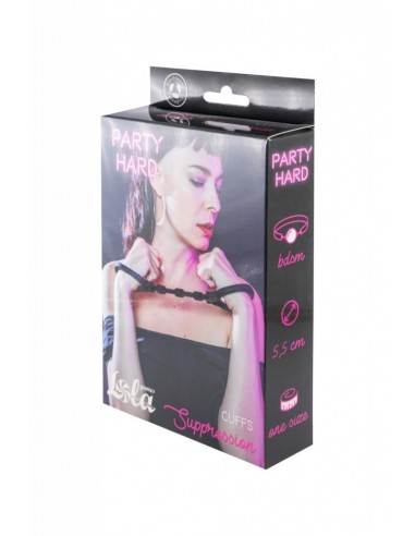 Kajdanki-Silicone Handcuffs Party Hard Suppression Black - Kajdanki erotyczne - 3