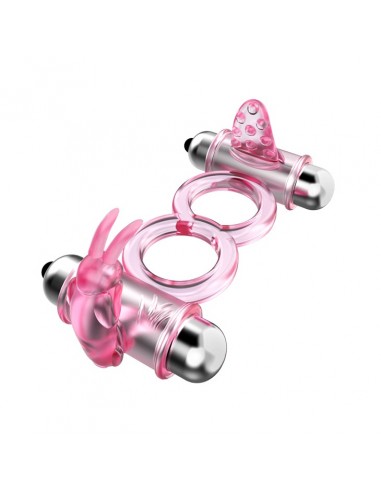 Bunny Snuggles Cock Clit Ring, 10 Vibration Functions  - Pierścienie erekcyjne wibrujące - 1