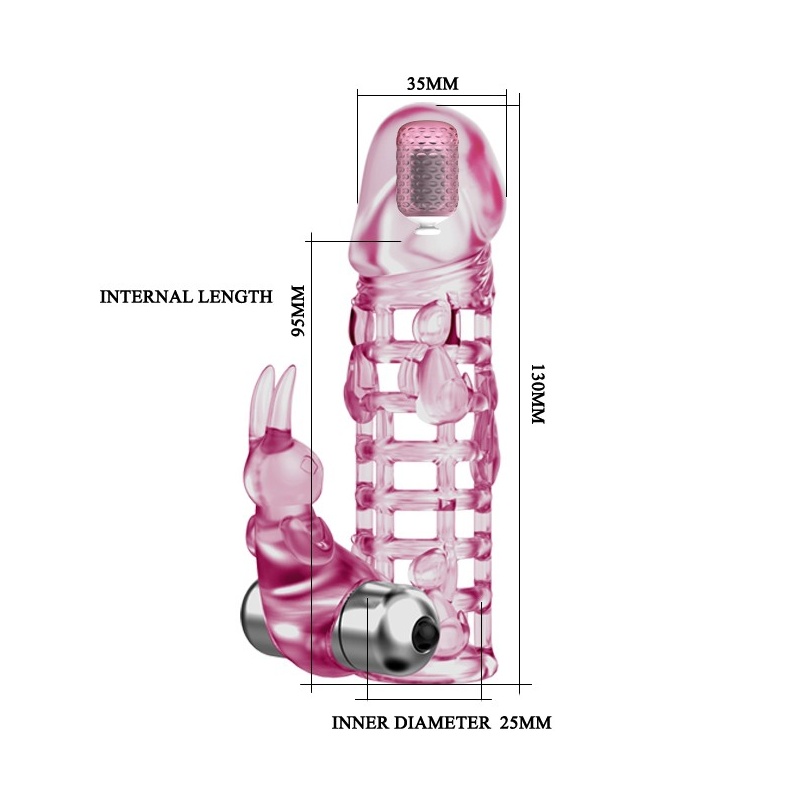Wibrująca nakładka na penisa Ultimate Love Sleeve z króliczkiem - przedłużenie 2,5 cm - 4