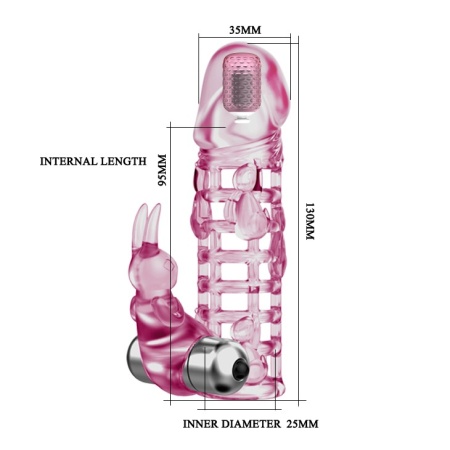 Wibrująca nakładka na penisa Ultimate Love Sleeve z króliczkiem - przedłużenie 2,5 cm - 4