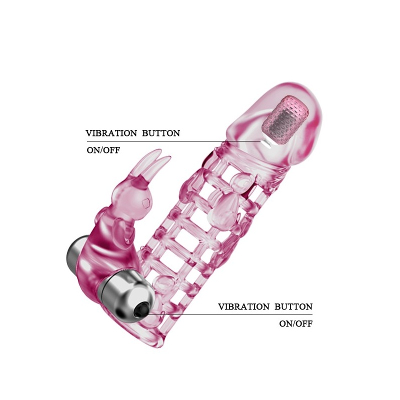 Wibrująca nakładka na penisa Ultimate Love Sleeve z króliczkiem - przedłużenie 2,5 cm - 5