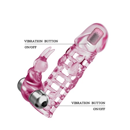 Wibrująca nakładka na penisa Ultimate Love Sleeve z króliczkiem - przedłużenie 2,5 cm - 5