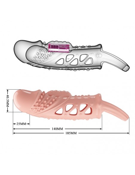 PRETTY LOVE - Cecelia PENIS SLEEVE , Vibration  - Przedłużki i nakładki na penisa - 8