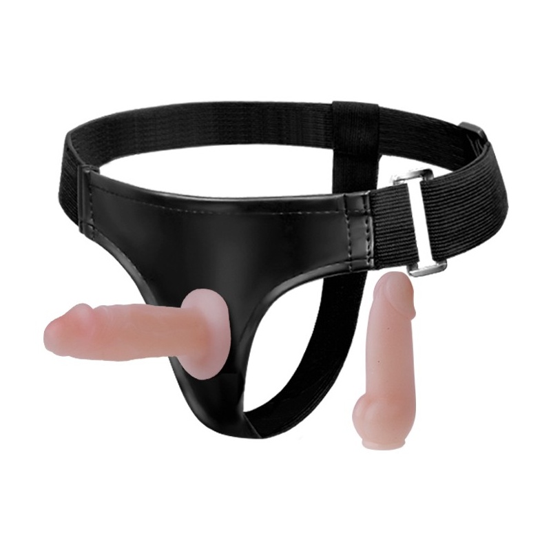 Uprząż JESSICA z dwoma dildo TPR i próżniowym mocowaniem - 1