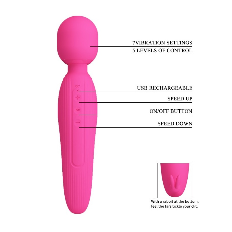 Wibrator różdżka Curtis z 7 funkcjami wibracji, 5 poziomami prędkości i elastyczną szyjką - 7