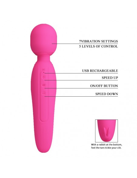 Pretty Love - Curtis, 7 Vibration Functions 5 Levels Of Speed Control  - Wibratory Magic Wand - 7