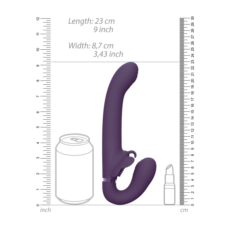 Strap-on bez uprzęży Satu Purple - 3 silniki F1, 10 funkcji, długość wprowadzana 13 cm, szerokość 8,7 cm - 5