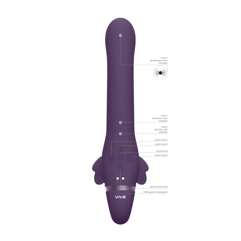 Strap-on bez uprzęży Satu Purple - 3 silniki F1, 10 funkcji, długość wprowadzana 13 cm, szerokość 8,7 cm - 7