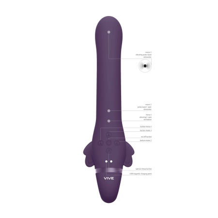 Strap-on bez uprzęży Satu Purple - 3 silniki F1, 10 funkcji, długość wprowadzana 13 cm, szerokość 8,7 cm - 7