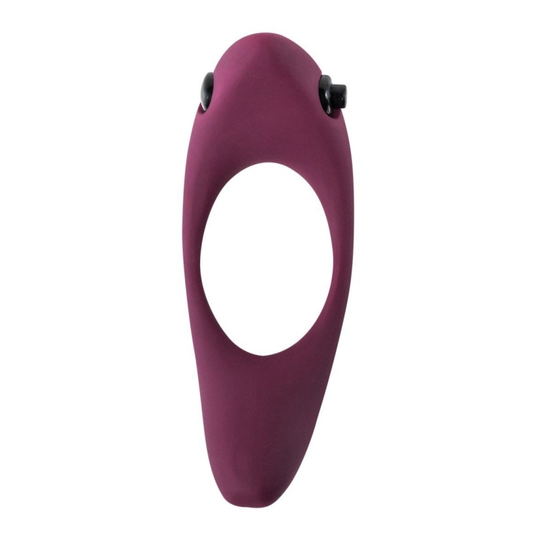 Pierścień erekcyjny wibrujący Lunar Wine Red - wyjmowany pocisk wibracyjny, długość 13 cm, średnica 3,5 cm - 1