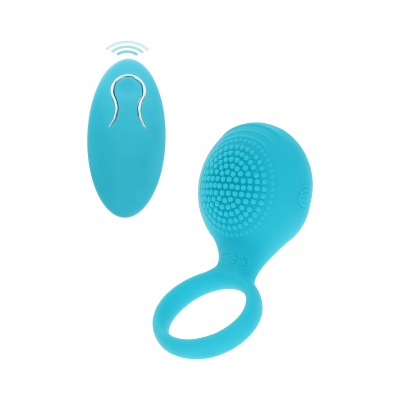 Pierścień wibrujący Tickle Brush C-Ring z pilotem i wypustkami, elastyczny, średnica wewnętrzna 4,5 cm - 1