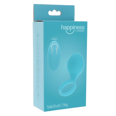 Pierścień wibrujący Tickle Brush C-Ring z pilotem i wypustkami, elastyczny, średnica wewnętrzna 4,5 cm - 1 2