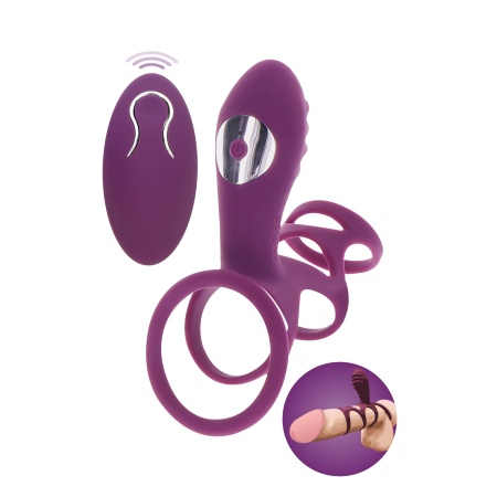 Pierścień wibracyjny C-Ring Halo Halo Sleeve Purple o regulowanym obwodzie, z podwójną pętlą i stymulatorem łechtaczki - 1
