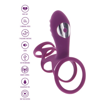 Pierścień wibracyjny C-Ring Halo Halo Sleeve Purple o regulowanym obwodzie, z podwójną pętlą i stymulatorem łechtaczki - 6