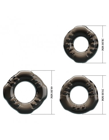 Pierścień na penisa Baile - Cock Three Rings - Pierścienie erekcyjne niewibrujące - 6