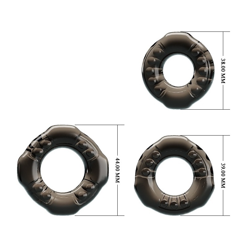 Zestaw trzech pierścieni na penisa Cock Three Rings 38/39/44 mm - 5