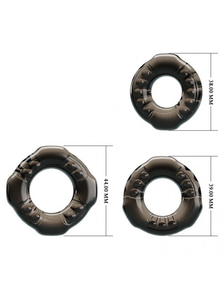 Pierścień na penisa Baile - Cock Three Rings - Pierścienie erekcyjne niewibrujące - 6