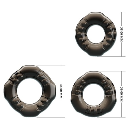 Zestaw trzech pierścieni na penisa Cock Three Rings 38/39/44 mm - 5