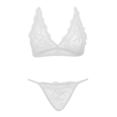 Koronkowy 2-częściowy komplet bielizny erotycznej Sexy Lingerie Set S/M biały - 1
