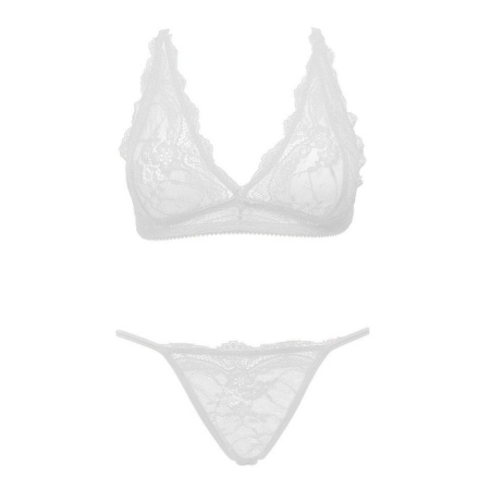 Koronkowy 2-częściowy komplet bielizny erotycznej Sexy Lingerie Set S/M biały - 1