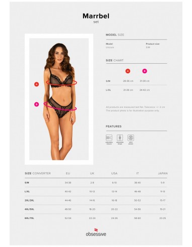 Bielizna-Marrbel komplet 2-częściowy czarny  S/M - Komplety bielizny erotycznej - 7
