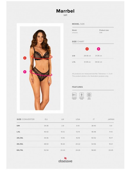 Bielizna-Marrbel komplet 2-częściowy czarny  S/M - Komplety bielizny erotycznej - 7
