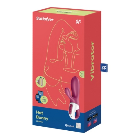 Wibrator Hot Bunny Connect App - podgrzewany stymulator punktu G i łechtaczki, 2 silniki, Bluetooth, IPX7 wymiary producenta: ni - 4