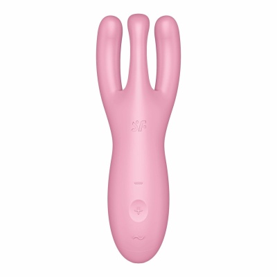 Wibrator trójramienny Threesome 4 Connect App (różowy) - lay-on z 3 silnikami, 14 cm - 1