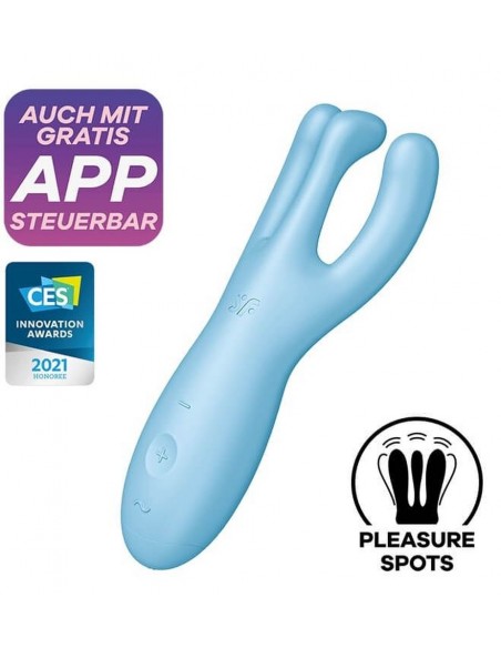 Wibrator Stymulujący Threesome 4 Connect App (Blue) - WIBRATORY DLA PAR - 5