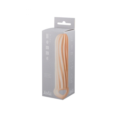 Nakładka na penisa Wide Flesh - pogrubiająca, z pierścieniem na mosznie, TPE, 13 cm - 2